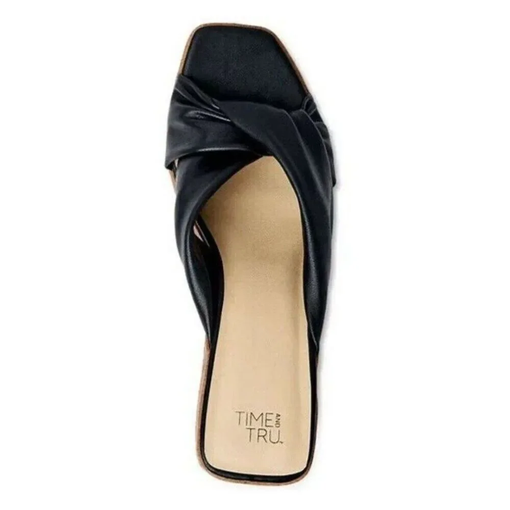 Women's Size: 8 Wedge High Heel Sandals Black . Time and Tru . New w/ Tags